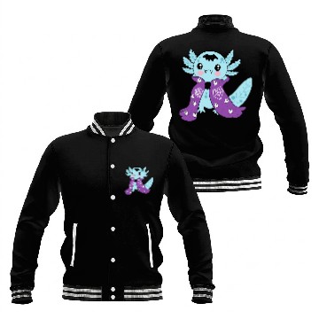 Discover Cute Blue Vampire Axolotl Baseball Jackets
