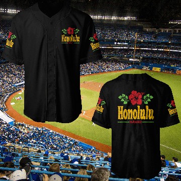 Discover Honolulu Hawaii Flowers Distressed Color Print Baseball Jerseys