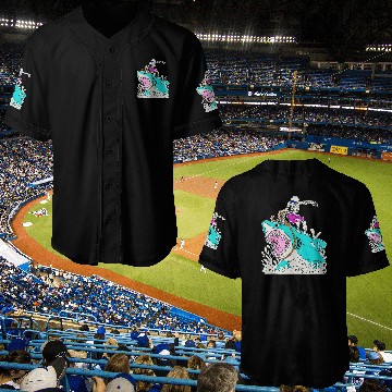 Discover Funny Skeleton Surfing Shark Halloween Baseball Jerseys