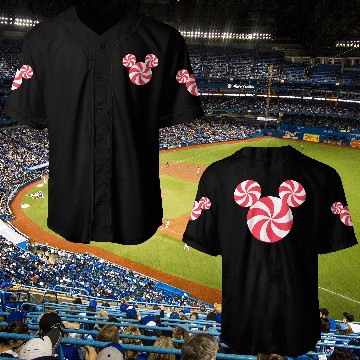 Discover Disneyss New Mickey Icon Christmas Peppermint Candy Holiday Baseball Jerseys