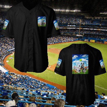 Discover Blue Red White Heeler Cattle Dogs Playing Ball Baseball Jerseys