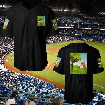 Discover Hiking Bear with Map Under a Tree Baseball Jerseys