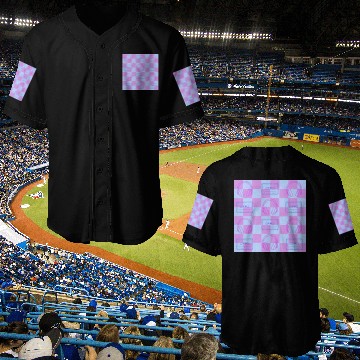 Discover 1980's Music Checkerboard - blue and purple Baseball Jerseys