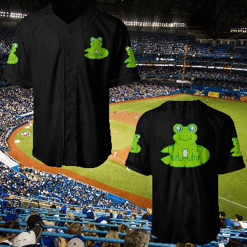 Discover frog sitting water lily sea leaf Baseball Jerseys
