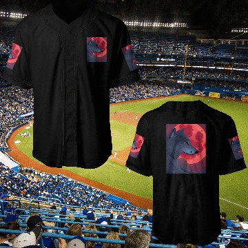 Discover A Grey Wolf Staring at a Blood Moon Baseball Jerseys