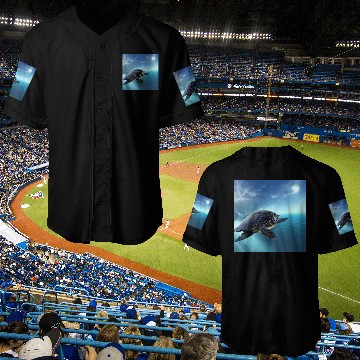 Discover Turtle swimming in the blue ocean print Baseball Jerseys
