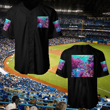 Discover Viral magenta coral reef with tropical fish Baseball Jerseys