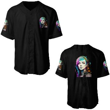 Discover A Digital Diva Stunning Cyberpunk Beautiful Girl Baseball Jerseys