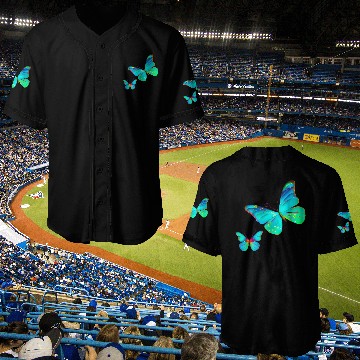 Discover Blue Green Butterflies Baseball Jerseys