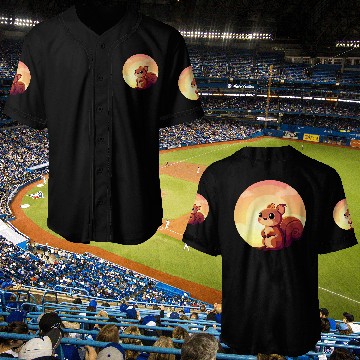Discover Squirrel Round Sunset Design Baseball Jerseys
