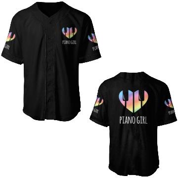 Discover Piano Girl with Rainbow Heart Baseball Jerseys