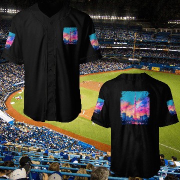 Discover Aesthetic Japanese Skytree Tokyo Vaporwave Sight Baseball Jerseys