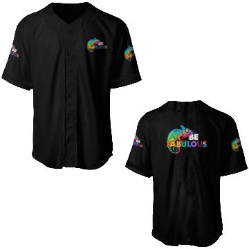 Discover Be fabulous! with rainbow colored chameleon Baseball Jerseys