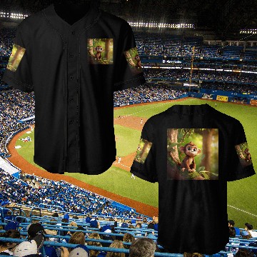 Discover A cute cartoon monkey in a tree 1 Baseball Jerseys
