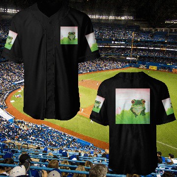 Discover Green Frog Relaxing in the Pond Baseball Jerseys