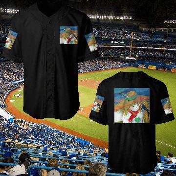 Discover Cute Scarecrow And Barn Swallow Illustration Baseball Jerseys
