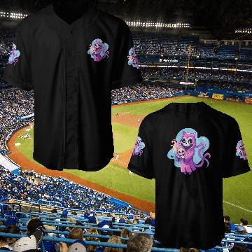 Discover skeletal figure, violet pink robe, lavender puppy Baseball Jerseys