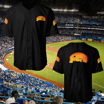 Discover Halloween Creepy Orange Moon Baseball Jerseys