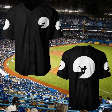 Discover Cat Moon Cliff At Night Werewolf Round Howling Fun Baseball Jerseys