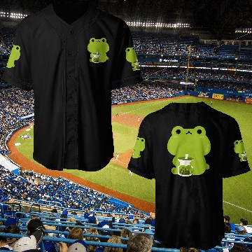 Discover Green Boba Frog Baseball Jerseys
