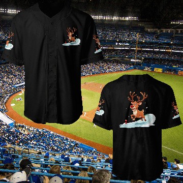 Discover Joyful Reindeer Dashing to Santa's House Baseball Jerseys
