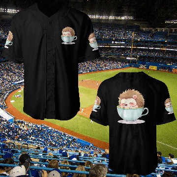 Discover Cute hedgehog relaxing in a light blue cup Baseball Jerseys