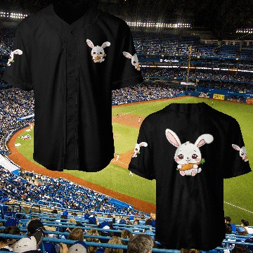 Discover Cute Bunny with Carrot Illustration Baseball Jerseys