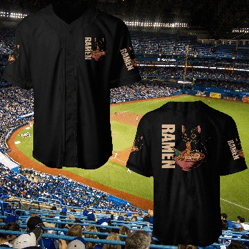 Discover Black Cat Ramen Illustration Baseball Jerseys