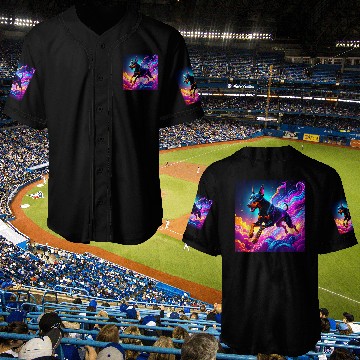 Discover Neon Doberman Illustration Baseball Jerseys
