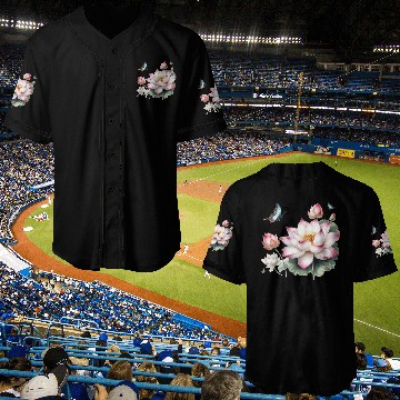 Discover Light Pink Lotus and Butterflies  Baseball Jerseys