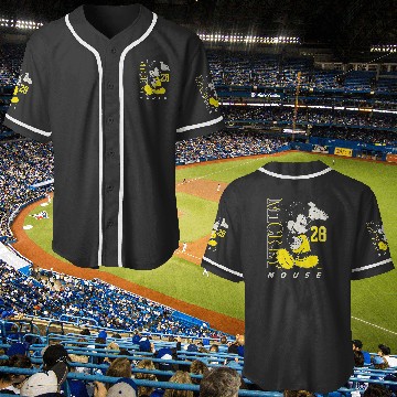 Discover Disney Mickey Mouse Vintages  28 blacks Yellow Baseball Jerseys