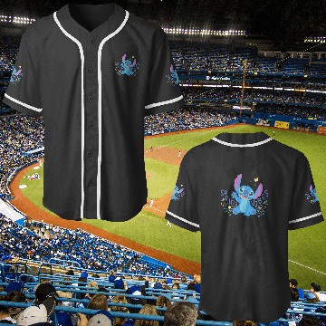 Discover Disney Stitch with Flowers Butterfly Easter Spring Vibes Baseball Jerseys