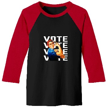 Discover Vote Womens Equal Rights Rosie the Riveter Worker Solidarity Baseball Tees