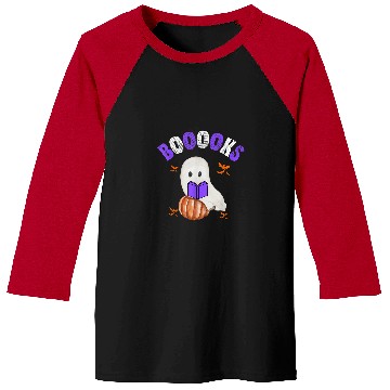 Discover Cute ghosts Book Reading Teacher School Funny Halloween Baseball Tees