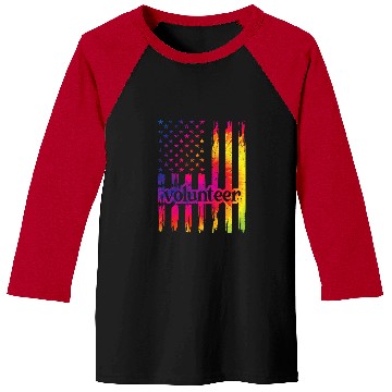 Discover Volunteer US Flag Voluntary Worker Volunteering Baseball Tees