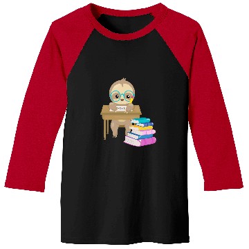 Discover Cute Sloth Glasses Reading School Book Writing Math Desk Baseball Tees