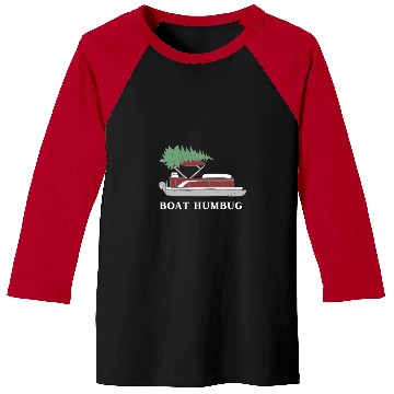 Discover Boat Humbug Pontoon Boat with Christmas Tree On Top Baseball Tees