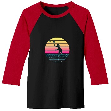 Discover Badminton Retrowave Synthwave Design For A Badminton Player Baseball Tees