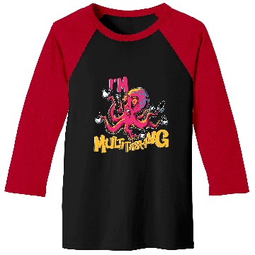 Discover CF Coffee Funny Coffee Multitasking Squid Octopus Baseball Tees