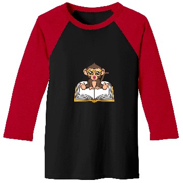 Discover Funny Monkey Book Reading Ape Literature Baseball Tees