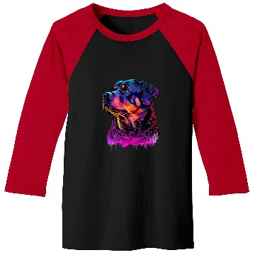 Discover Dog Rottweiler Synthwave 80s Retrowave Aesthetic 3 Baseball Tees