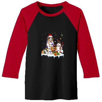 Discover Australian Shepherd Dog Christmas Snowman Santa Hat Tree Baseball Tees