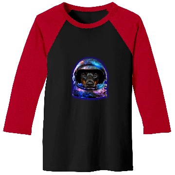 Discover Dog Doberman in Space Galaxy Astronaut Helmet Dog Baseball Tees