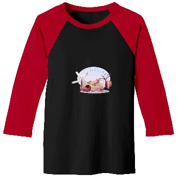 Discover Bottle with sand and seashells illustration Baseball Tees