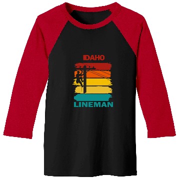 Discover Electrical Idaho Lineman Sunset Electrician Baseball Tees