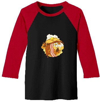 Discover Food Landscape Bacon Egg Waffle Baseball Tees