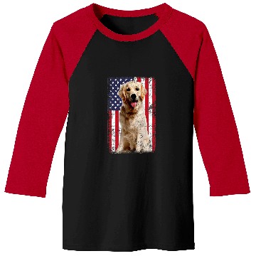 Discover Goldie American Flag vintages 181 Golden Retriever Dog Baseball Tees