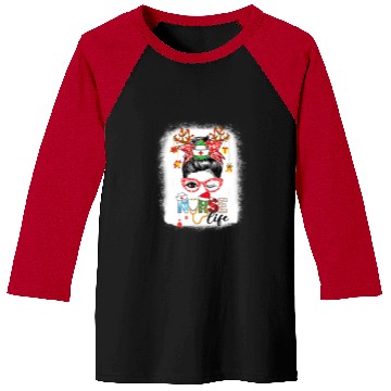 Discover Nursing Merry nurses Bleached Messy Bun Merry Christmas nurses Life 82 Baseball Tees