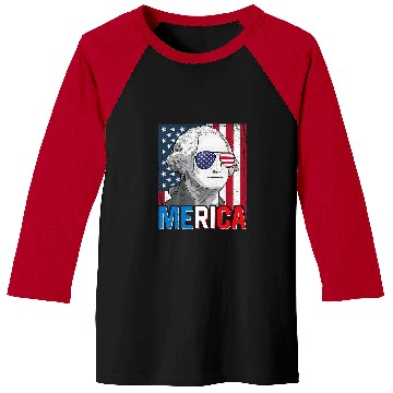 Discover George Washington 4th Of July Merica Men Women American Flag Baseball Tees
