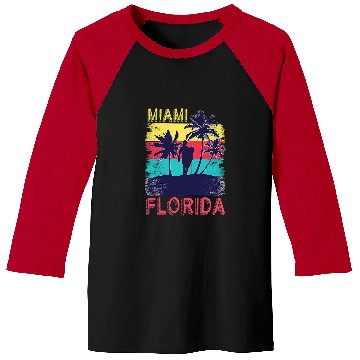 Discover Surf Life Retro Summer Surfing South Beach Tropical Miami Florida Baseball Tees